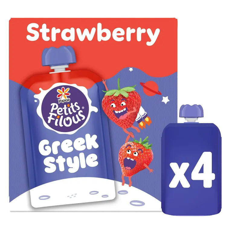 4 x 85g Greek Style Strawberry Kids Yoghurt Pouch