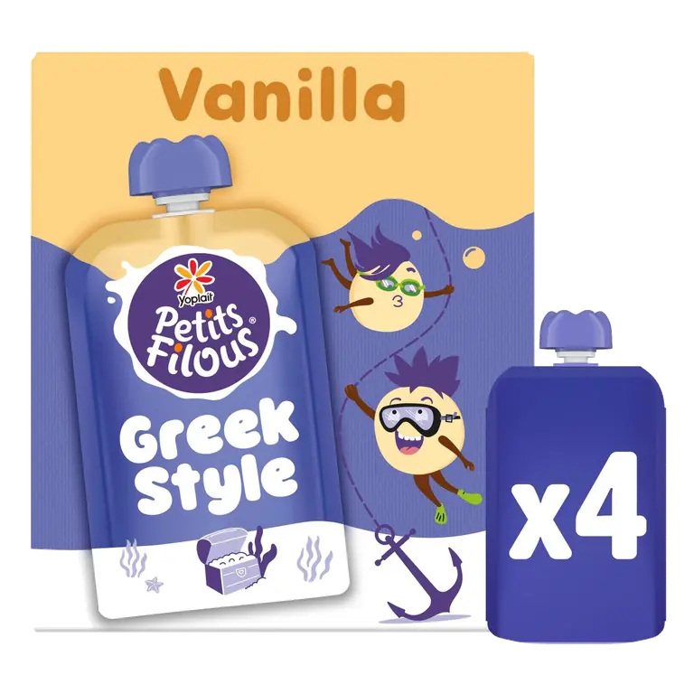 Kids Greek Style Vanilla Yoghurt Pouch 4x85g