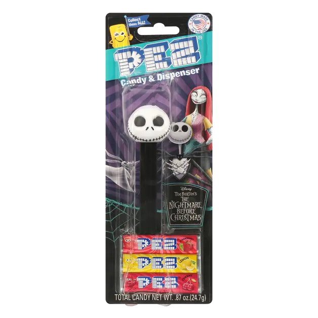 Pez Disney Tim Burton's The Nightmare Before Christmas Strawberry/Lemon/Cherry Candy & Dispenser 0.87 oz