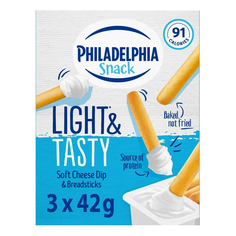 3 x 42g Soft Cheese Dip Multipack Snack Breadsticks