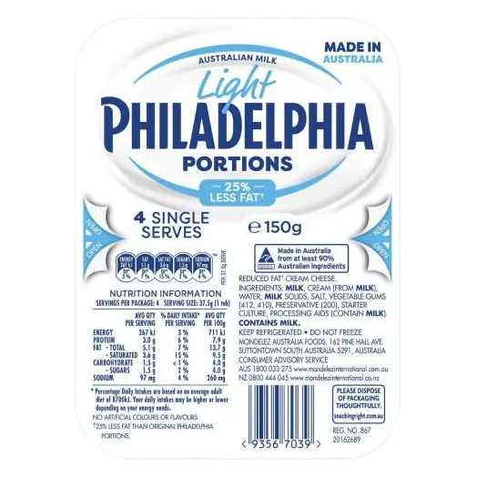 Portions Cream Cheese Light Spread