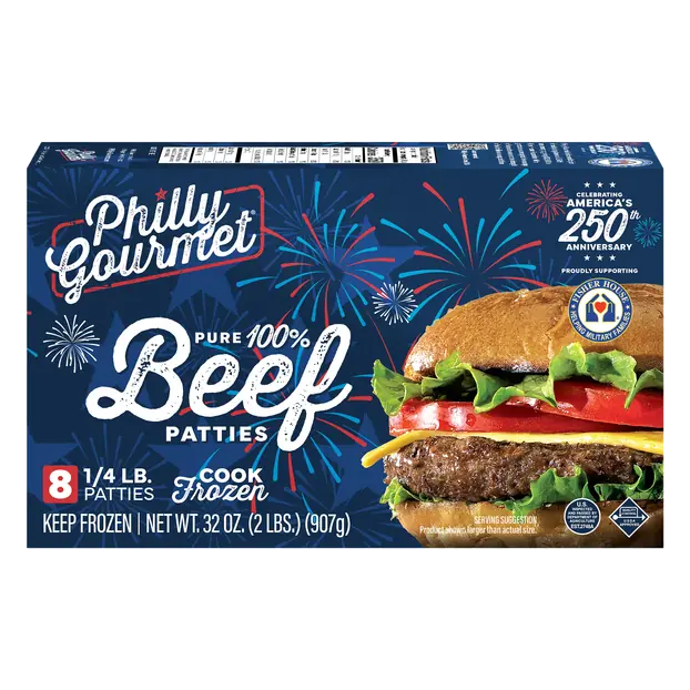 1/4 lb 100% Beef Patties - 8 ct Frozen