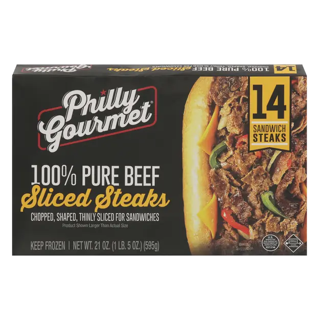 Philly-Gourmet 100% Pure Beef Sliced Steaks - 14 ct Frozen