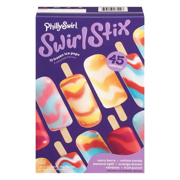 Swirl Stix Assorted Flavors Frozen Ice Pops - 12 ct