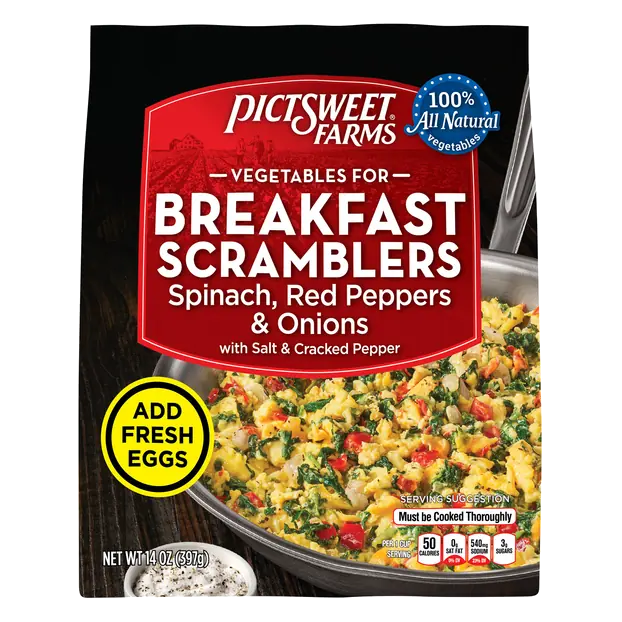 Breakfast Scramblers Spinach Red Peppers & Onions Frozen