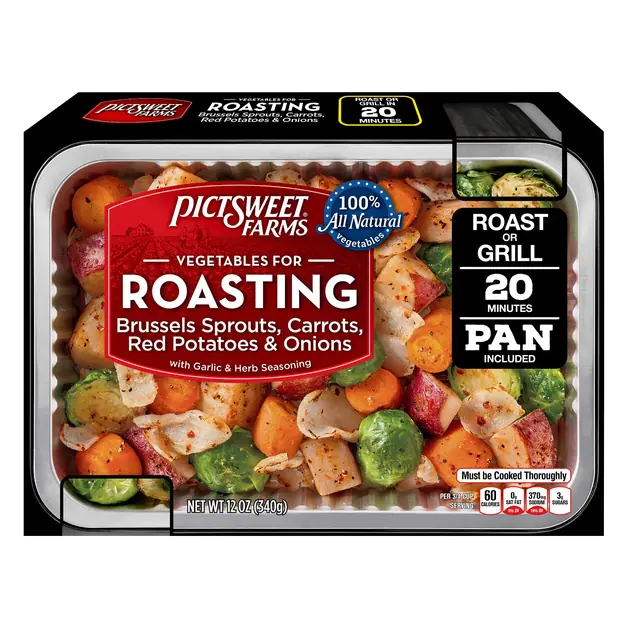Pictsweet Farms Vegetables for Roasting Brussels Sprouts, Carrots, Red Potatoes & Onions with Garlic & Herb Seasoning - 12 oz