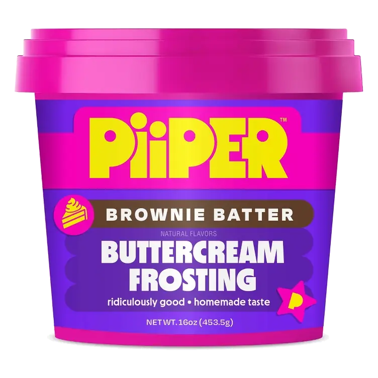 Piiper Brownie Batter Buttercream Frosting, 16oz