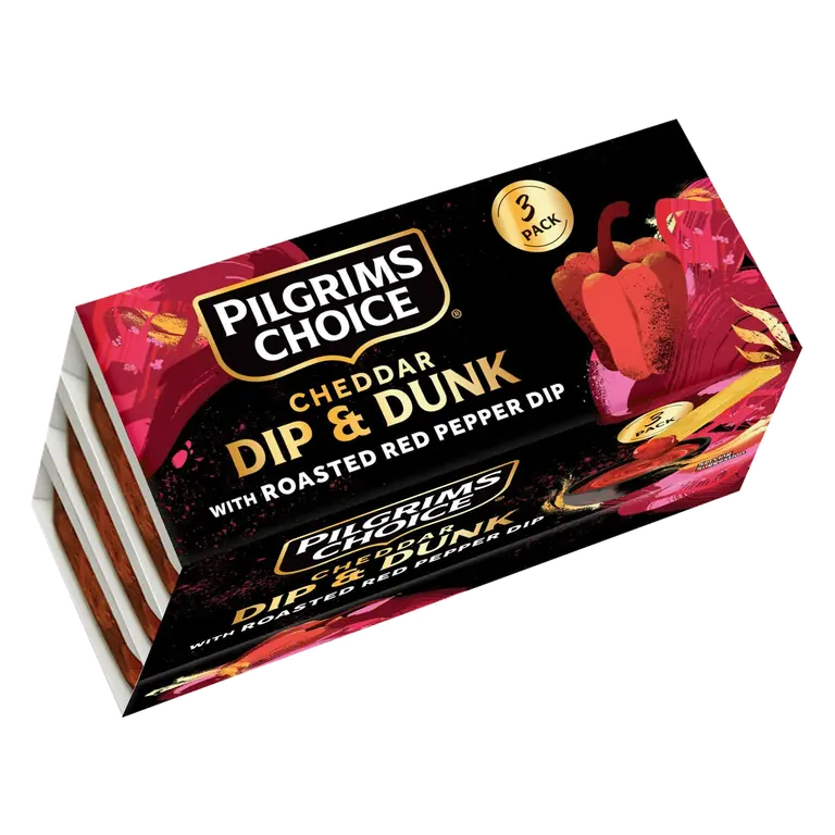 3 x 52g Cheddar Cheese Dip & Dunk with Roasted Red Pepper Dip