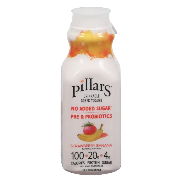 No Added Sugar Strawberry Banana Drinkable Greek Yogurt