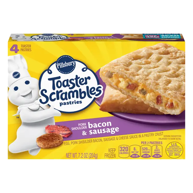Bacon & Sausage Toaster Scrambles Pastries