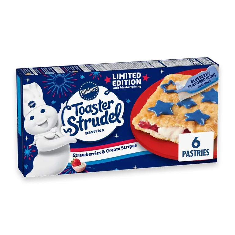 Cream Cheese and Strawberry Toaster Strudel Pastries with Blue Icing