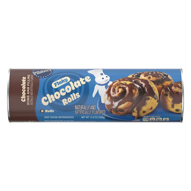 Flaky Chocolate Rolls with Chocolate Icing - 8 ct