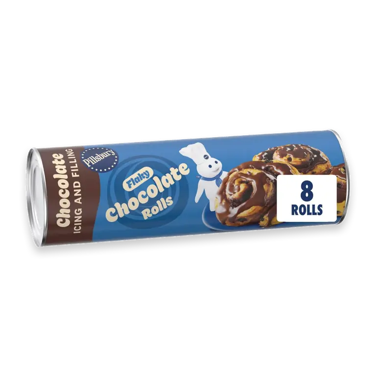 Flaky Chocolate Rolls with Icing Canned Pastry Dough