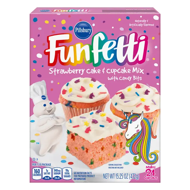Funfetti Strawberry Cake & Cupcake Mix with Candy Bits