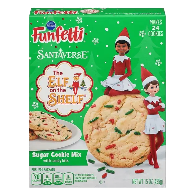 Funfetti Sugar Cookie Mix, with Candy Bits, Santaverse, The Elf on the Shelf