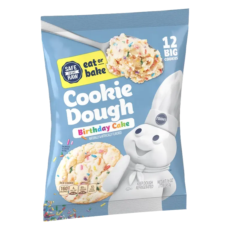 Pillsbury Birthday Cake Sugar Cookie Dough, 16oz/12ct: No Artificial Preservatives, No High Fructose Corn Syrup