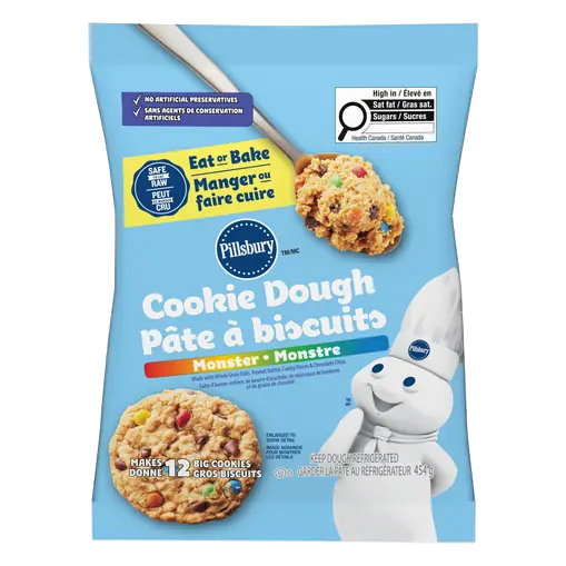 Ready To Bake Cookie Dough Monster Peanut Butter & Chocolate Chips 12 Count 454 g