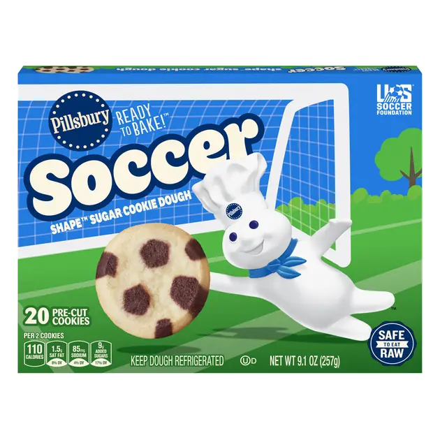 Pillsbury Ready to Bake, Soccer Ball Shape Sugar Cookie Dough, 20Ct