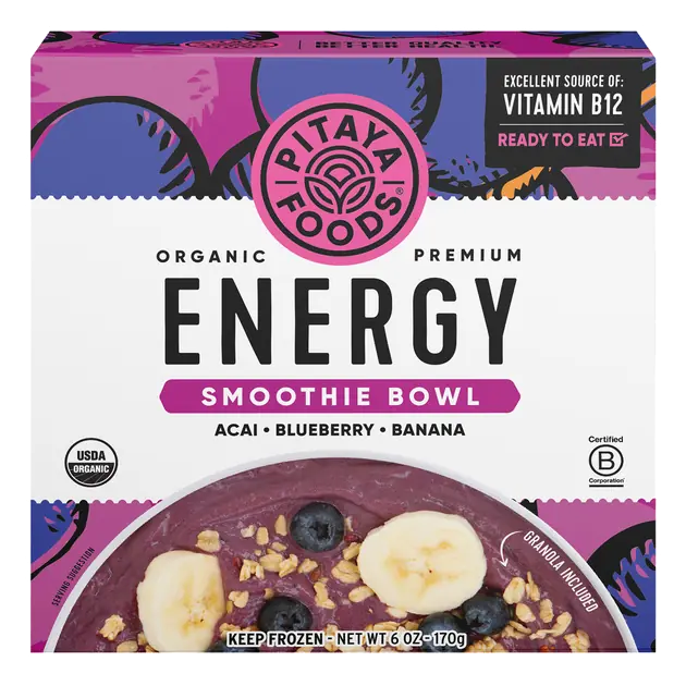 Acai, Blueberry, Banana Organic Energy Smoothie Bowl