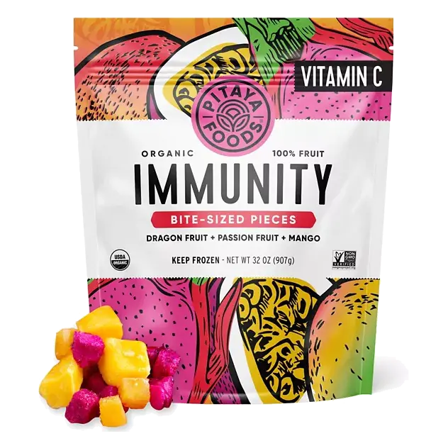 Dragon Fruit + Passion Fruit + Mango, Organic, Bite-Sized Pieces, Immunity
