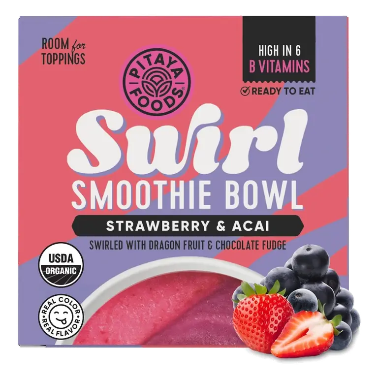 Pitaya Foods Organic Acai & Strawberry Swirl Smoothie Bowl, 8 fl oz