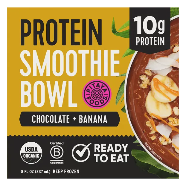 Organic Chocolate Banana Protein Smoothie Bowl Frozen
