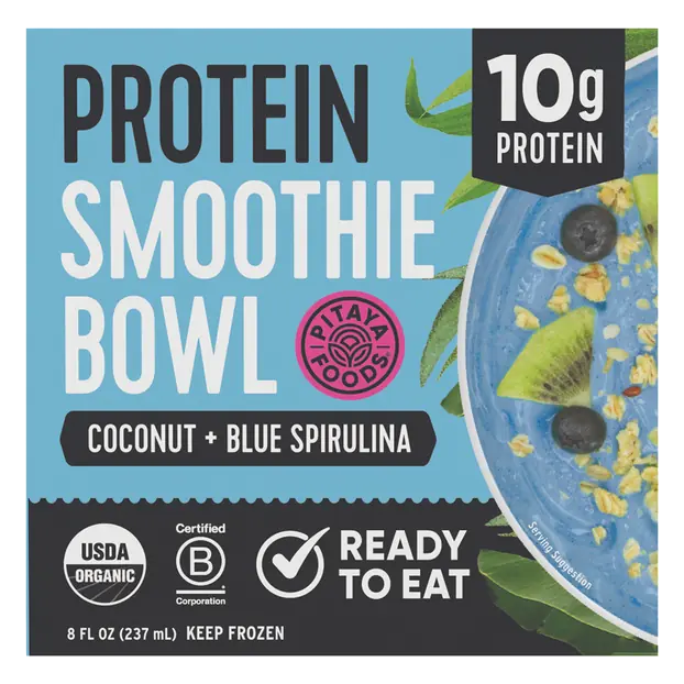 Organic Coconut Blue Spirulina Protein Smoothie Bowl Frozen