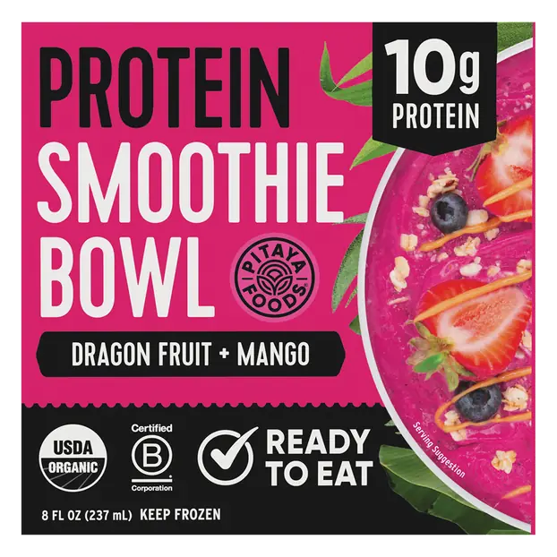 Organic Dragon Fruit Mango Protein Smoothie Bowl Frozen