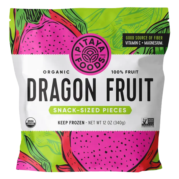 Organic Dragon Fruit Snack Sized Pieces Frozen