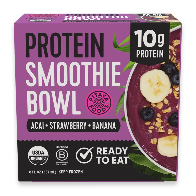 Organic Protein Smoothie Bowl - Acai Strawberry Banana