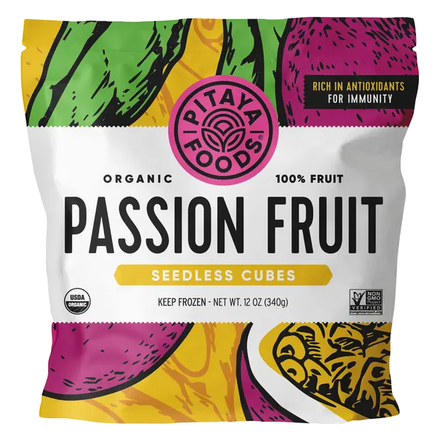 Organic Seedless Passion Fruit Cubes Frozen