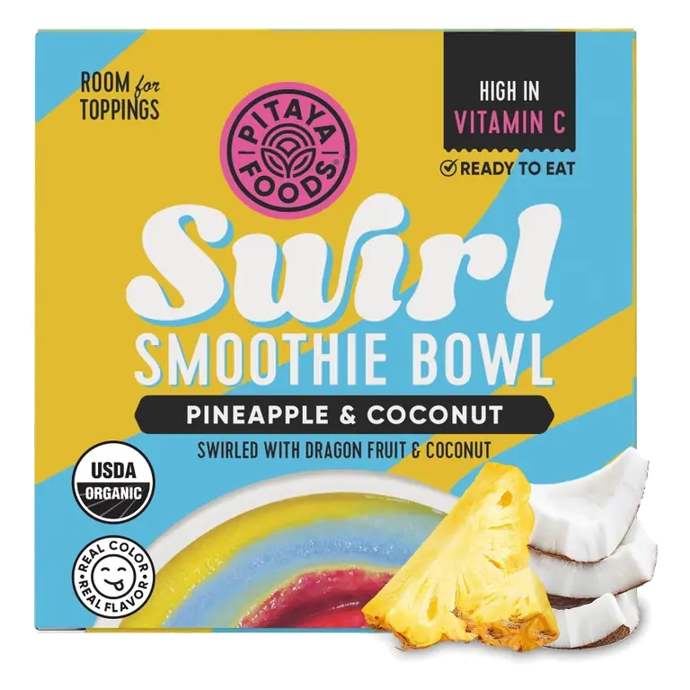 Pitaya Foods Organic Pineapple & Blue Coconut Swirl Smoothie Bowl, 8 fl oz