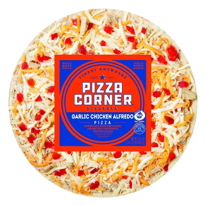 Pizza Corner Garlic Chicken Alfredo Pizza, 23.61oz: REAL Seal