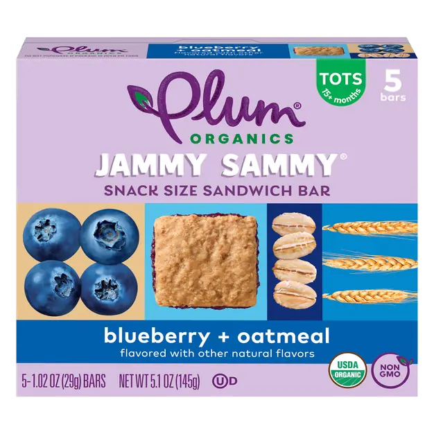 Tots Jammy Sammy Blueberry & Oatmeal Sandwich Bars - 5 ct