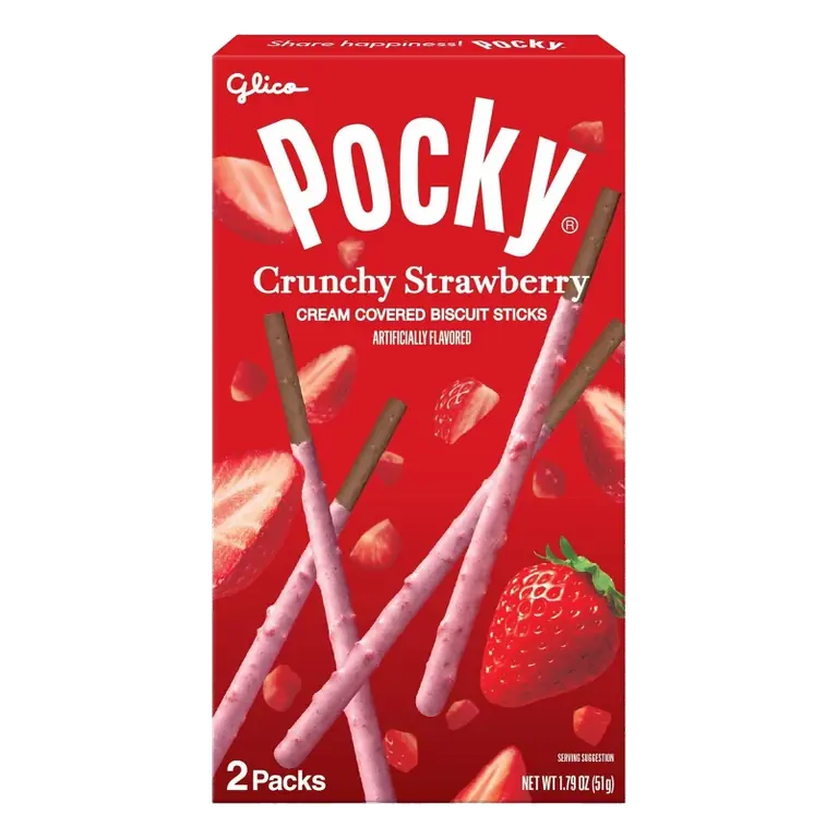 Glico Pocky Crunchy Strawberry Cream Covered Biscuit Sticks, 1.79oz