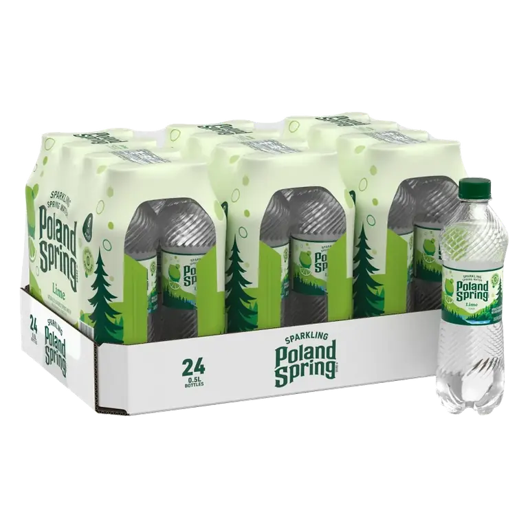 Poland Spring Zesty Lime Sparkling Water, 24pk/0.5L Bottles