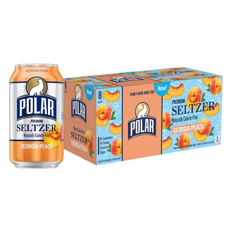 Polar Georgia Peach Seltzer Water, 8pk/12 fl oz Cans