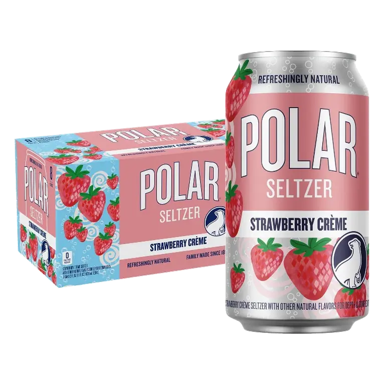 Polar Strawberry Creme Seltzer Water, 8pk/12 fl oz Cans