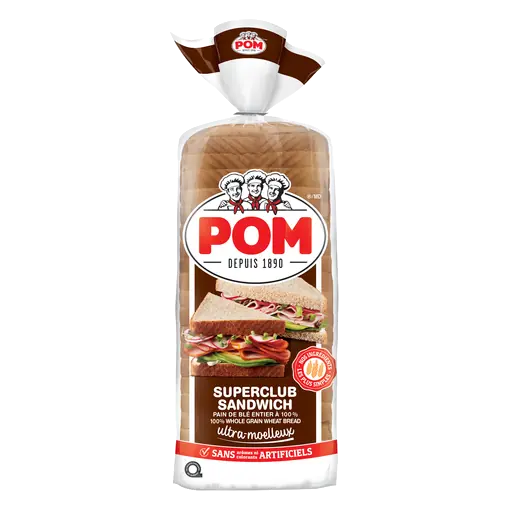 100% Whole Grain Wheat Sandwich Bread Ultra Moelleux Superclub 675 g