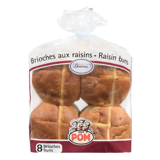 Buns Raisin 8 Pack 500 g