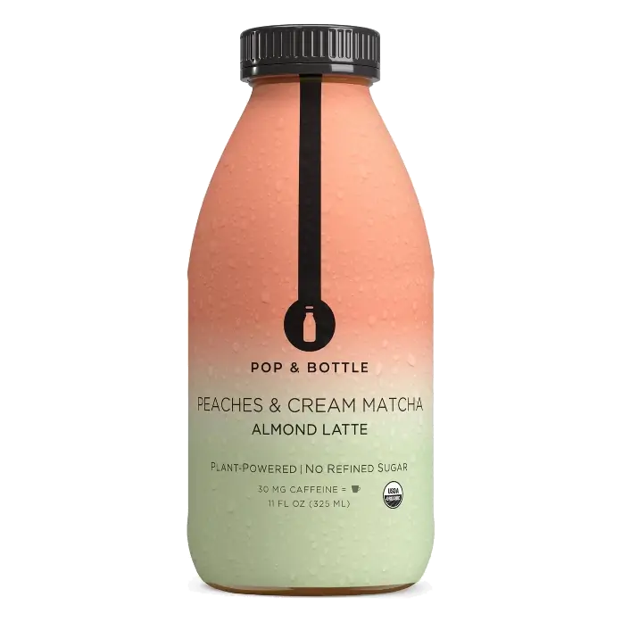 Pop & Bottle Peaches & Cream Matcha Almond Latte, 11 fl oz: Organic Certified