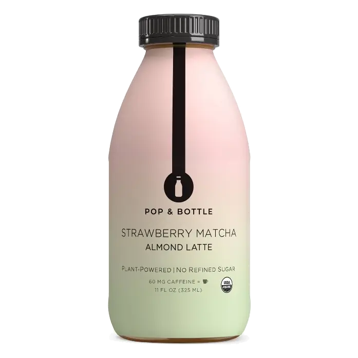 Pop & Bottle Strawberry Matcha Almond Milk Latte, 11 fl oz: Organic Certified