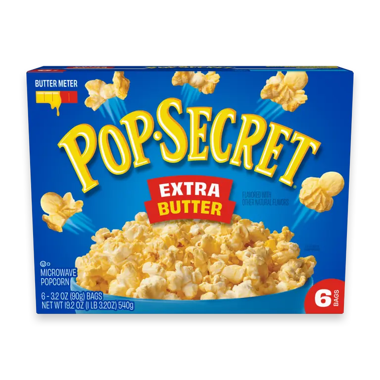 Microwave Popcorn 6 Pack Extra Butter Flavor Sharing Bags
