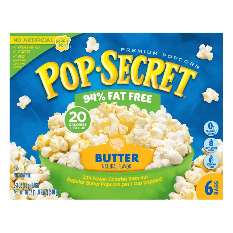 Microwave Popcorn, 94% Fat Free Butter Flavor, 3 Oz Sharing Bags