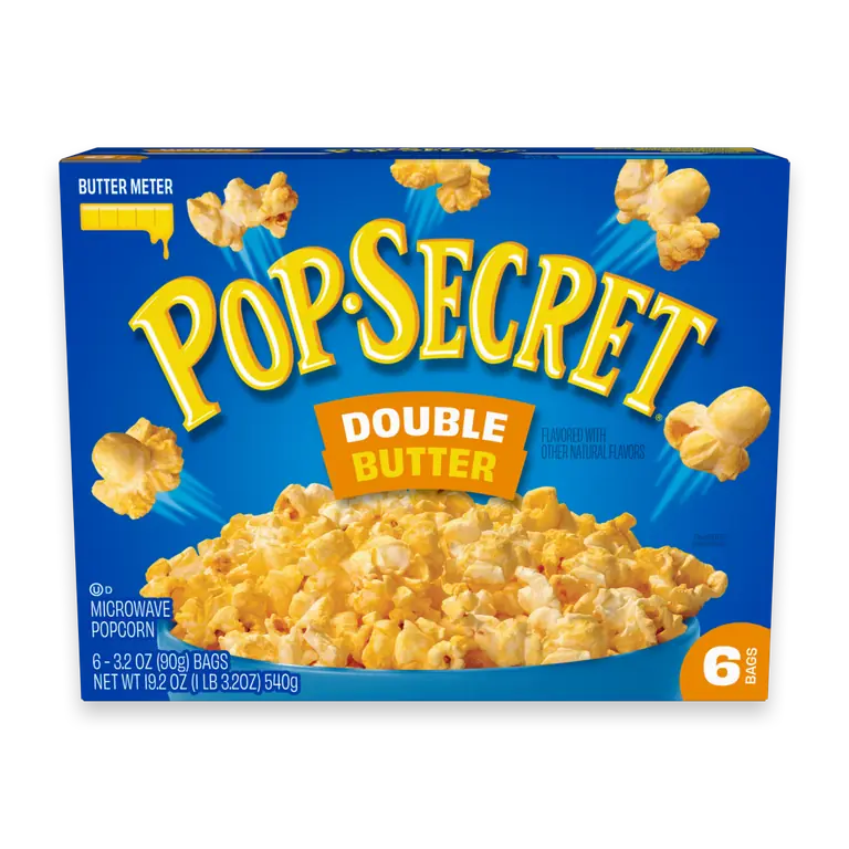 Microwave Popcorn, Double Butter Flavor, 3.2 Oz Sharing Bags, 6 Ct