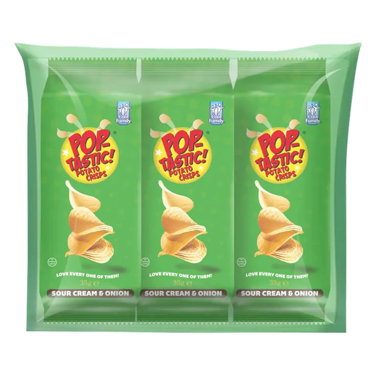 Pop-Tastic! Potato Crisps Sour Cream & Onion 3 x 35g