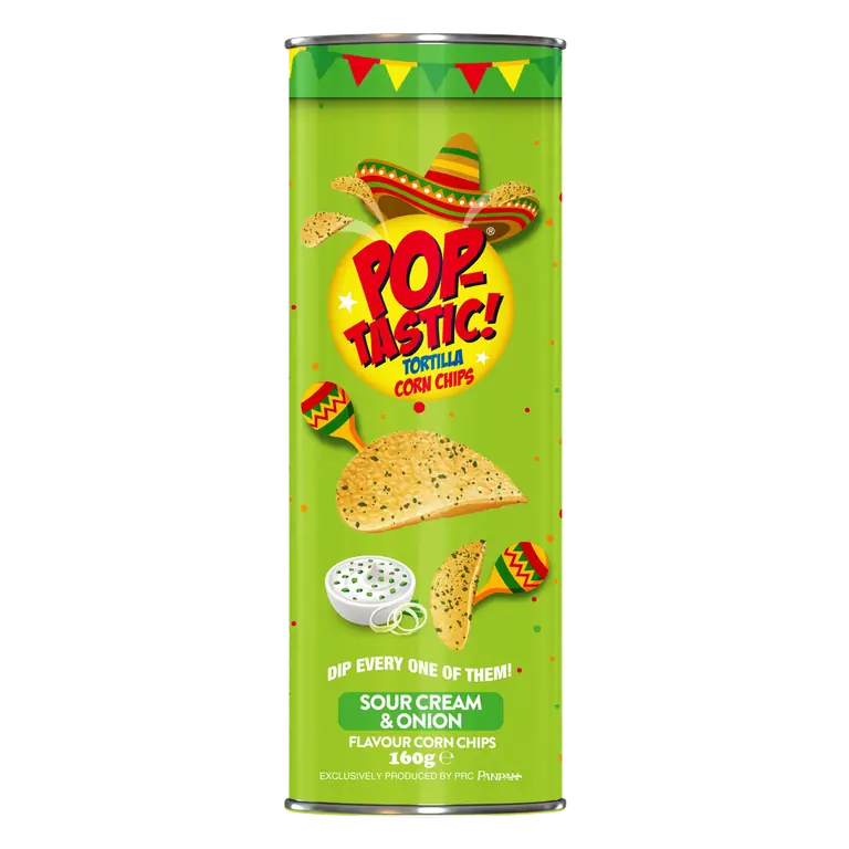Pop-Tastic! Tortilla Sour Cream & Onion Flavour Corn Chips 160g