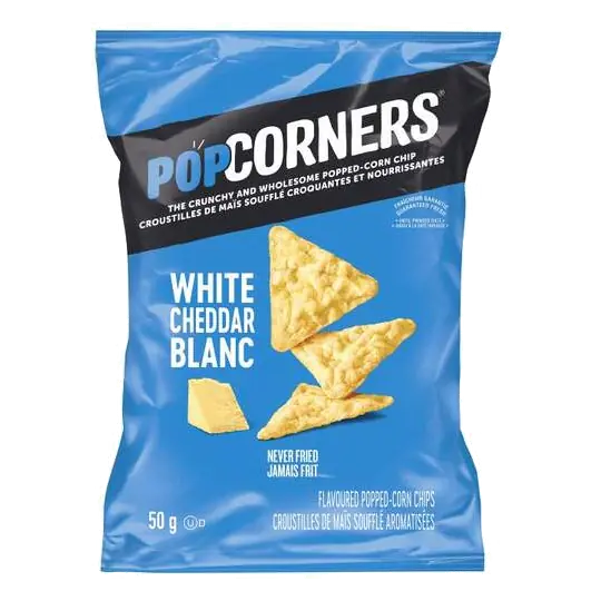Popped Corn White Cheddar Chips 50 g