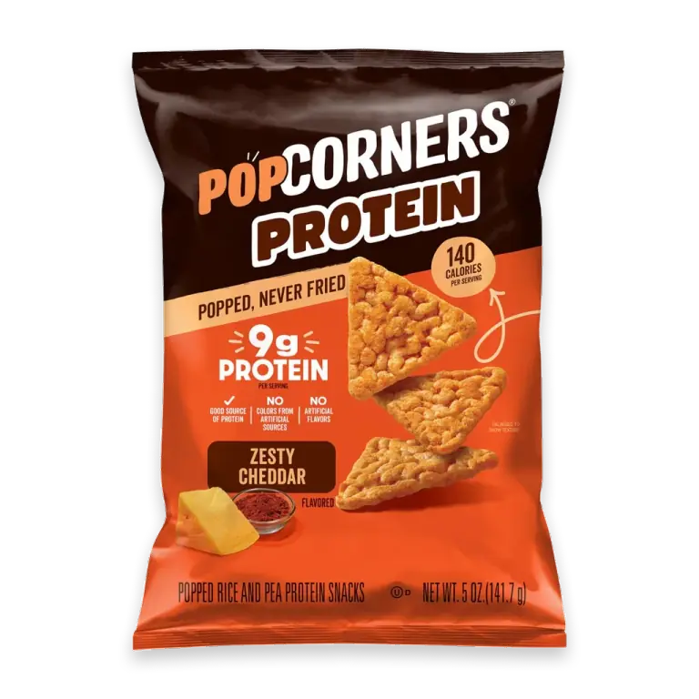 Protein Zesty Cheddar Popped Corn Chips