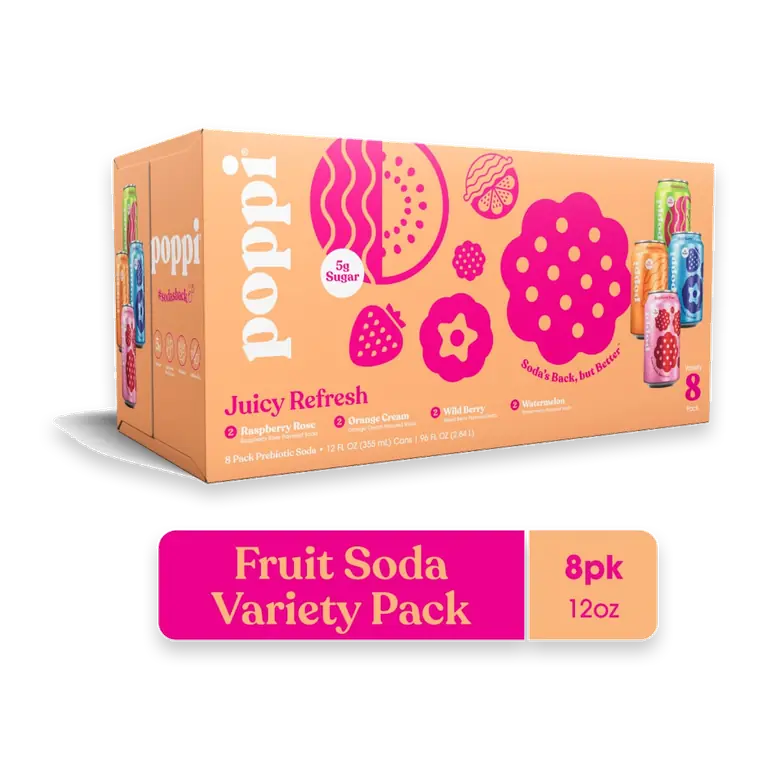 Juicy Refresh Variety Pack Prebiotic Soda Cans